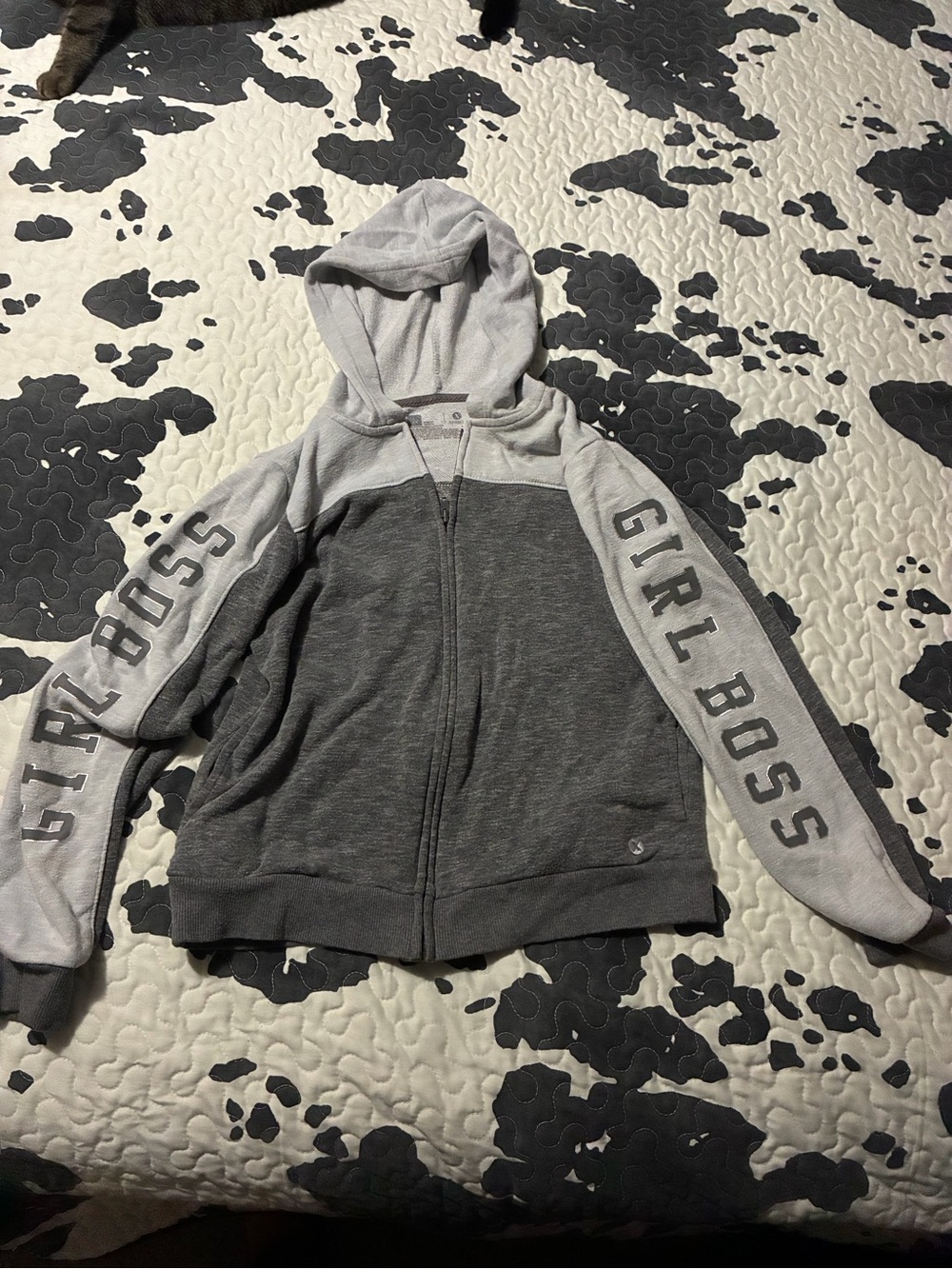Target Gray Two-Tone 'GIRL BOSS' Hooded Zip Jacket